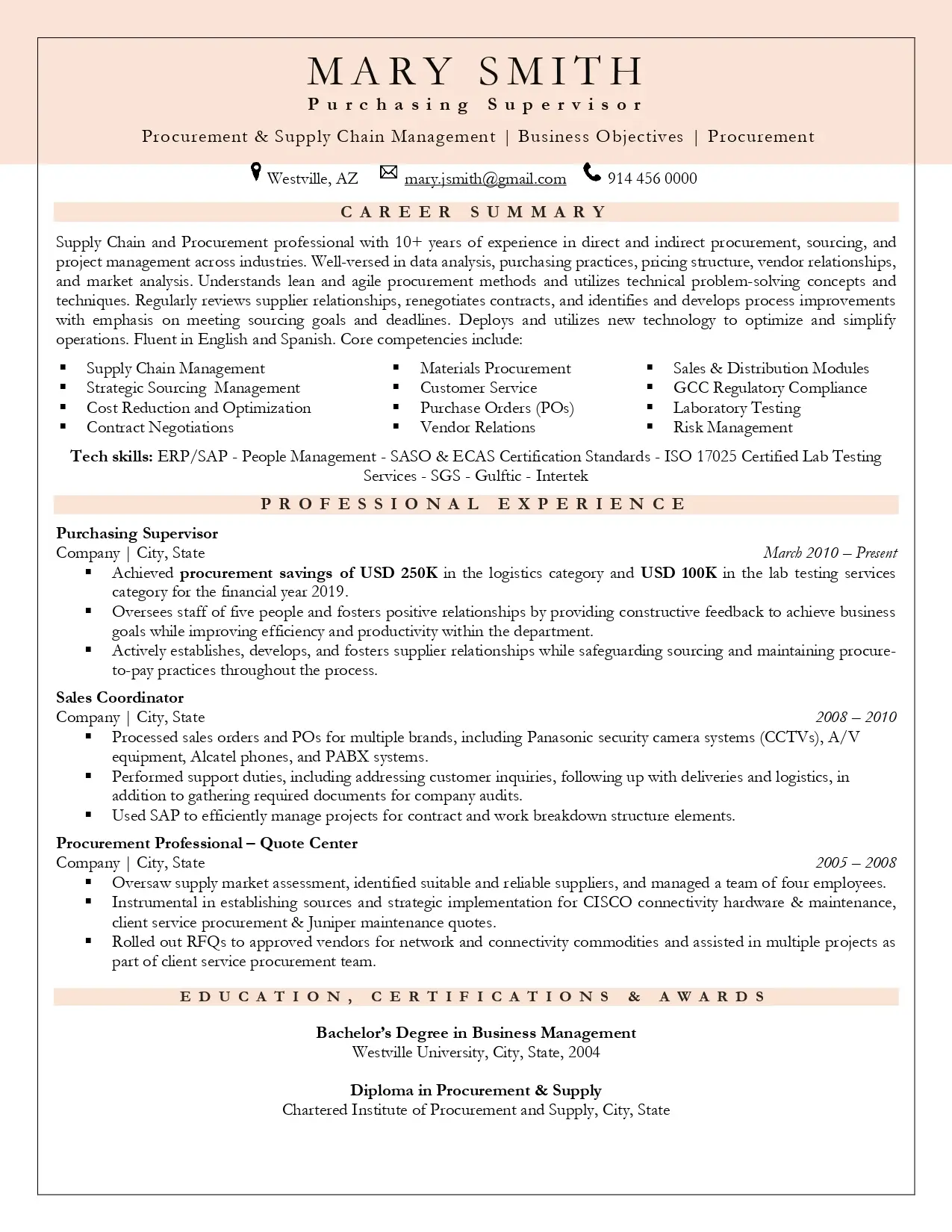 Resume sample 4